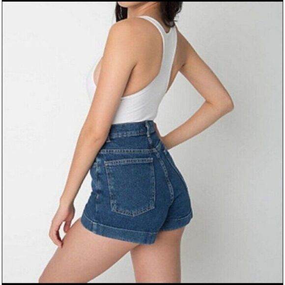 American Apparel Shorts Jean High Rise‎ Medium Wash Denim Shorts Size 27 - Picture 2 of 10
